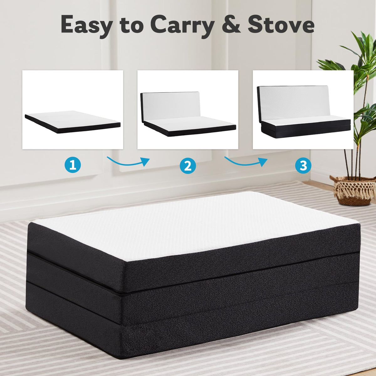 Twin Memory Foam 3 inch Folding Topper with Washable Cover Z988188