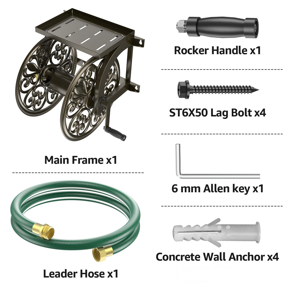 Wall Mount Garden Hose Reel, Holds 200-Feet of 5/8-Inch Hose P685166