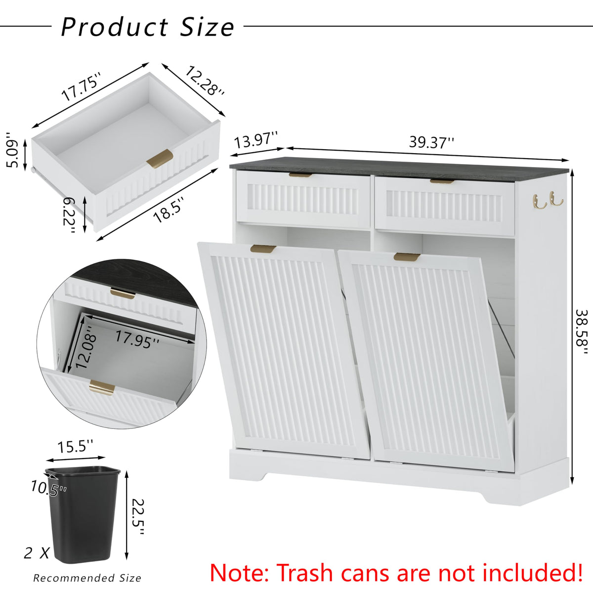 White Double Tilt Out Trash Can Cabinet I6409