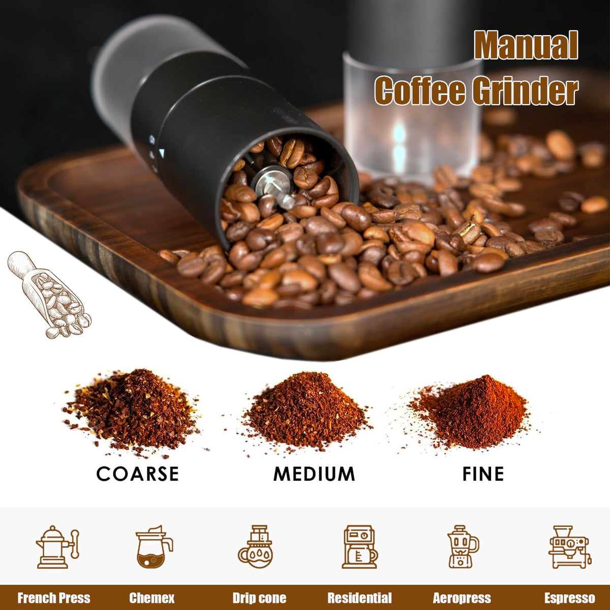 Manual Coffee Grinder with Ceramic Conical Burr H722