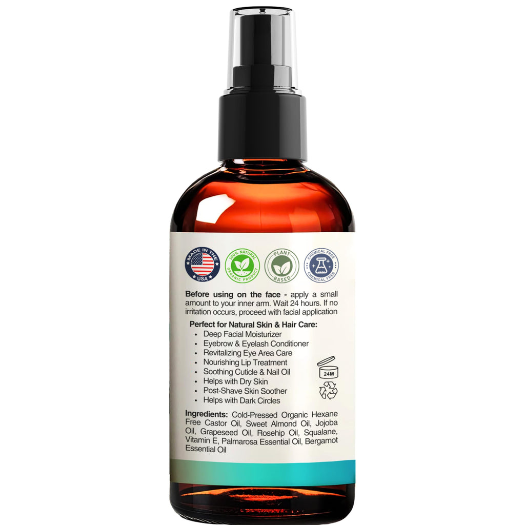 Organic Castor Oil with Jojoba Rosehip Grapeseed Squalane Vitamin E 1oz O966151