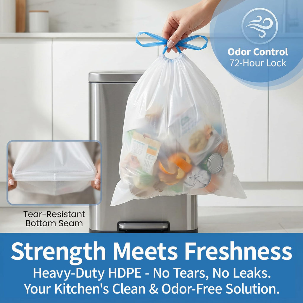 4 Gallon Drawstring Unscented Trash Bags 120 Count T8416