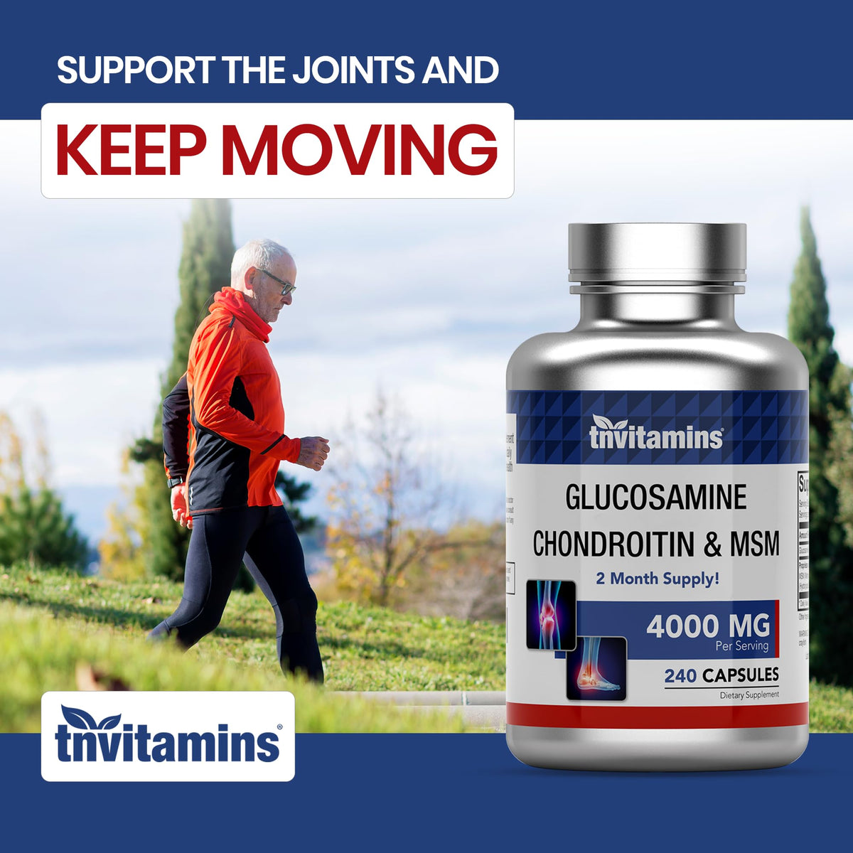 Glucosamine Chondroitin MSM 240 Capsules 4,000 mg Joint Support Supplement F976399