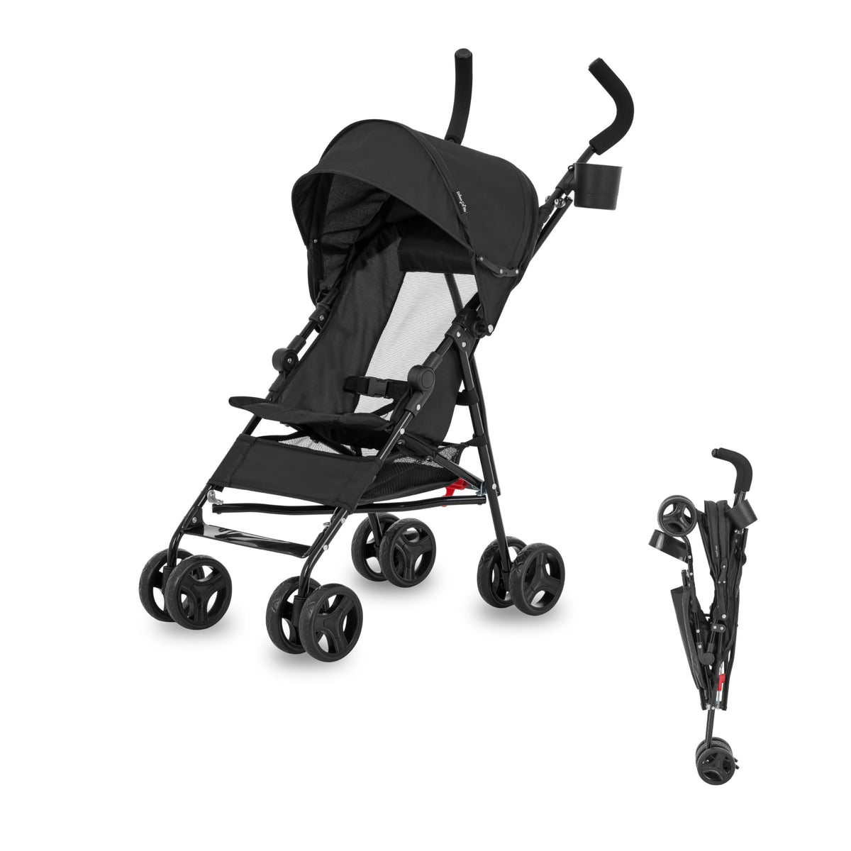 Lightweight Compact Umbrella Stroller with Cup Holder - Black E340573