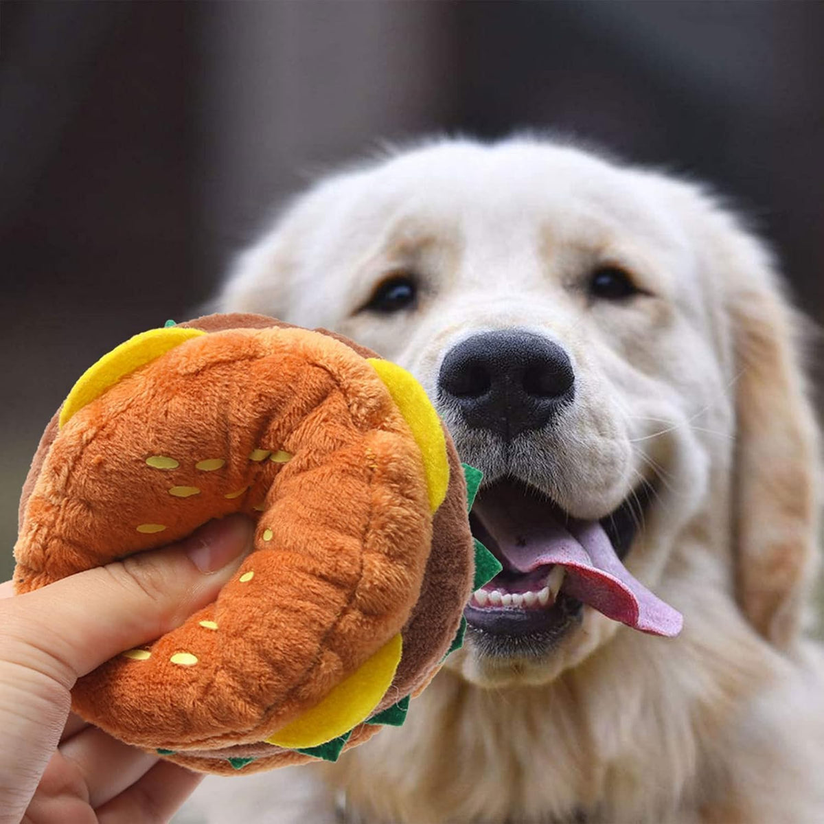 Hamburger Shape Dog Squeaky Toy S426042