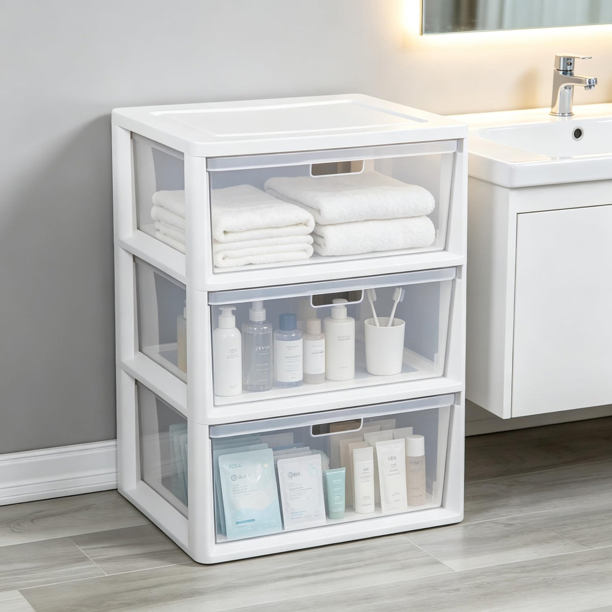 White 3 Drawer Plastic Storage Unit Z3189