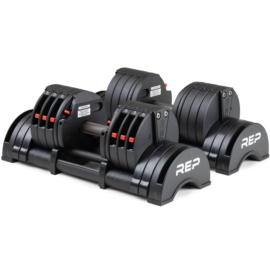 Adjustable Dumbbell Set Pair 30/40/50/60 lb Steel Plates Knurled Handle R76879