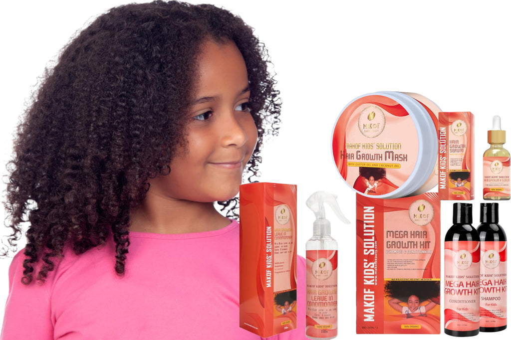 Kid’s Shampoo & Conditioner Set with Black Castor Oil, Argan Oil, Hair Mask Treatment and Leave-in Conditioner J4710
