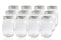 12 Regular Mouth Glass Mason Jars with Lid and Band D710