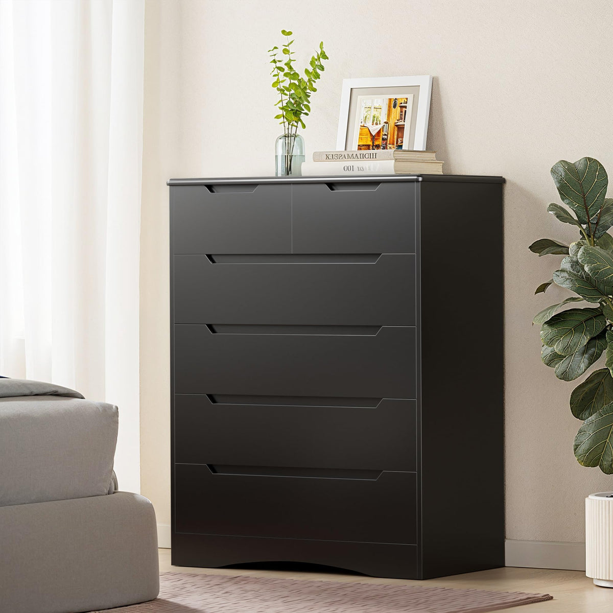 Black 6 Drawer Dresser Y6048
