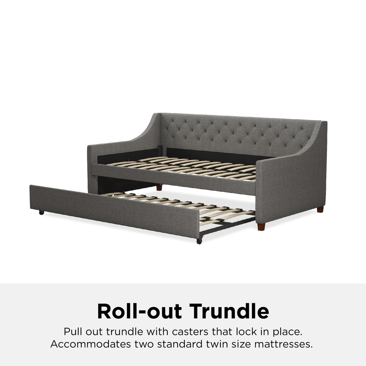 Grey Linen Twin over Twin Upholstered Daybed and Trundle Y832
