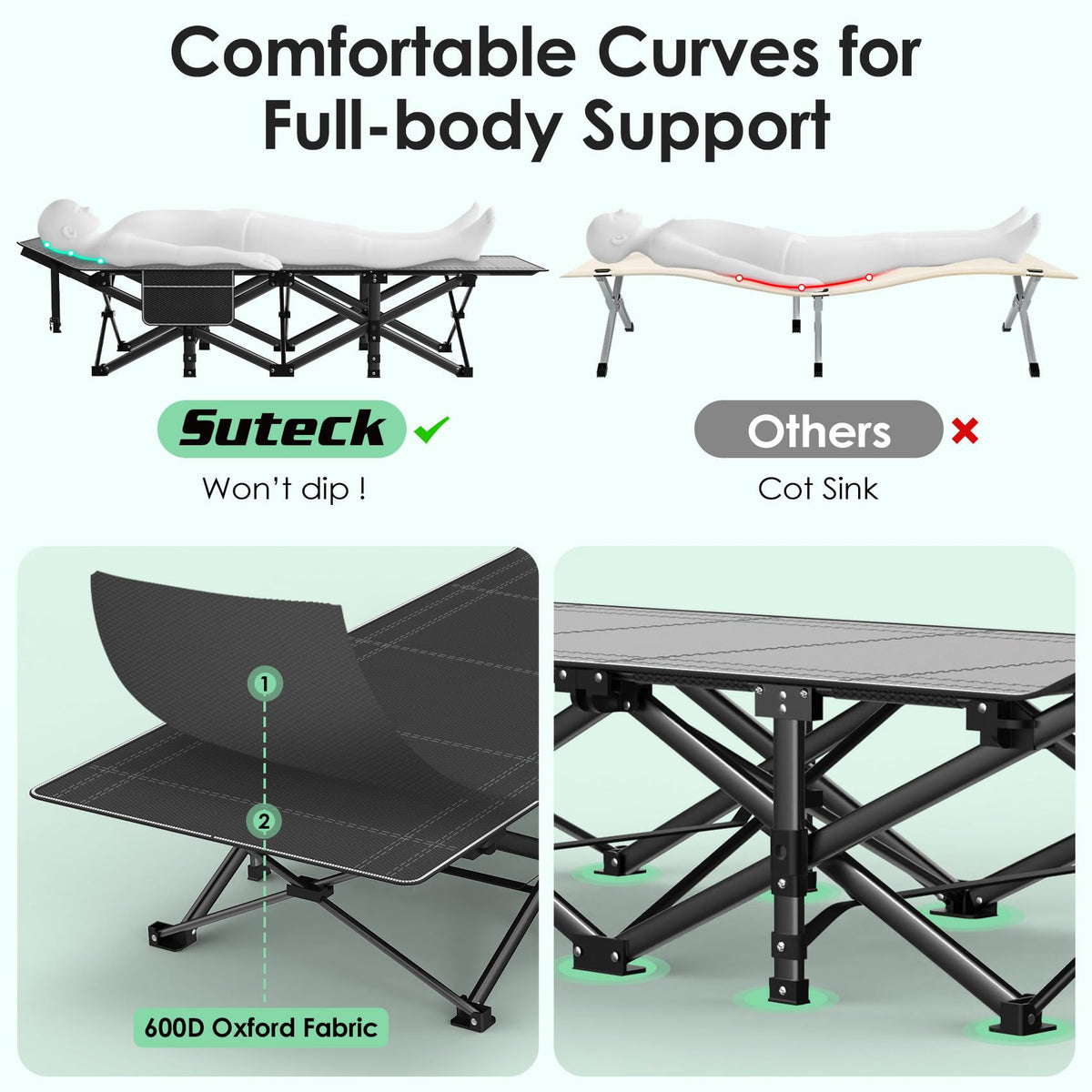 Folding Camp Cot with Cushion R831