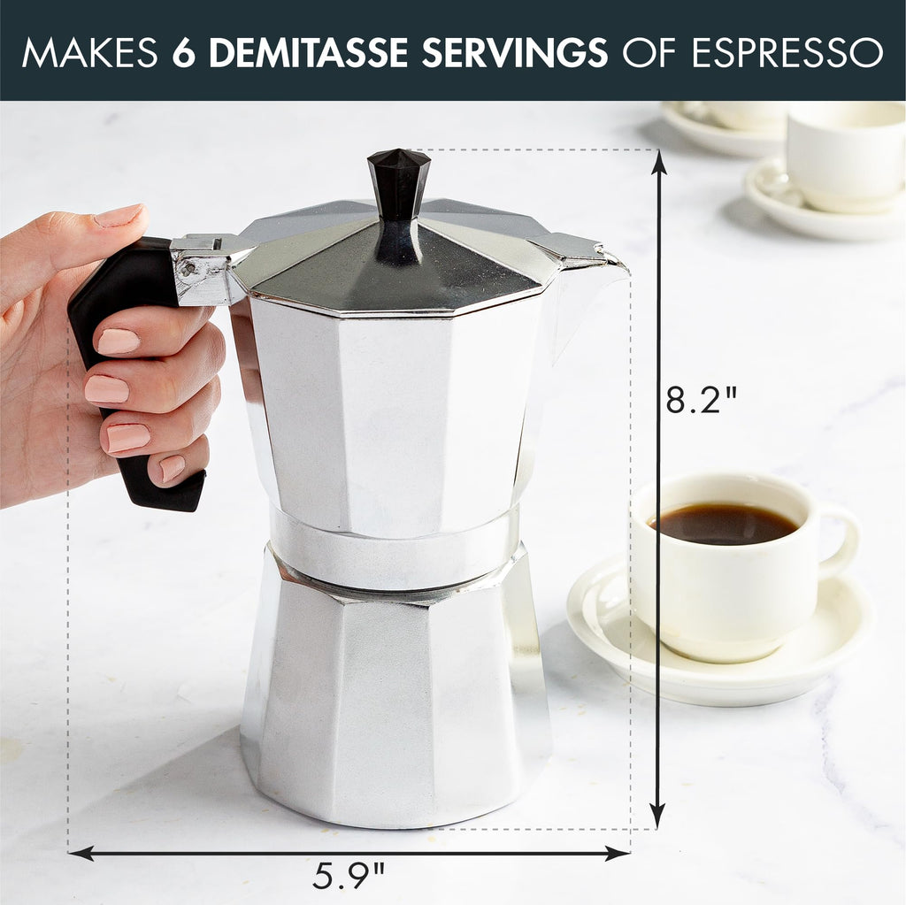Stovetop Espresso and Coffee Maker, 6 Espresso Cups, Silver K4814
