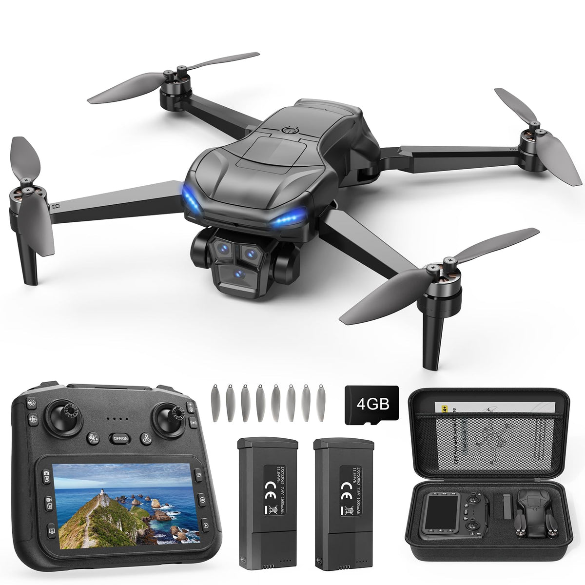 4K Camera GPS Foldable Drone with 4.5” HD Screen Controller R400058