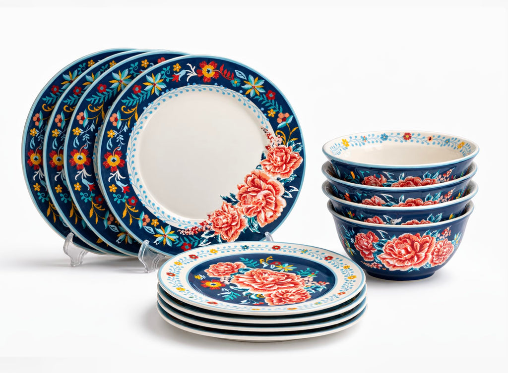 12-Piece Floral Stoneware Dinnerware Set K1748