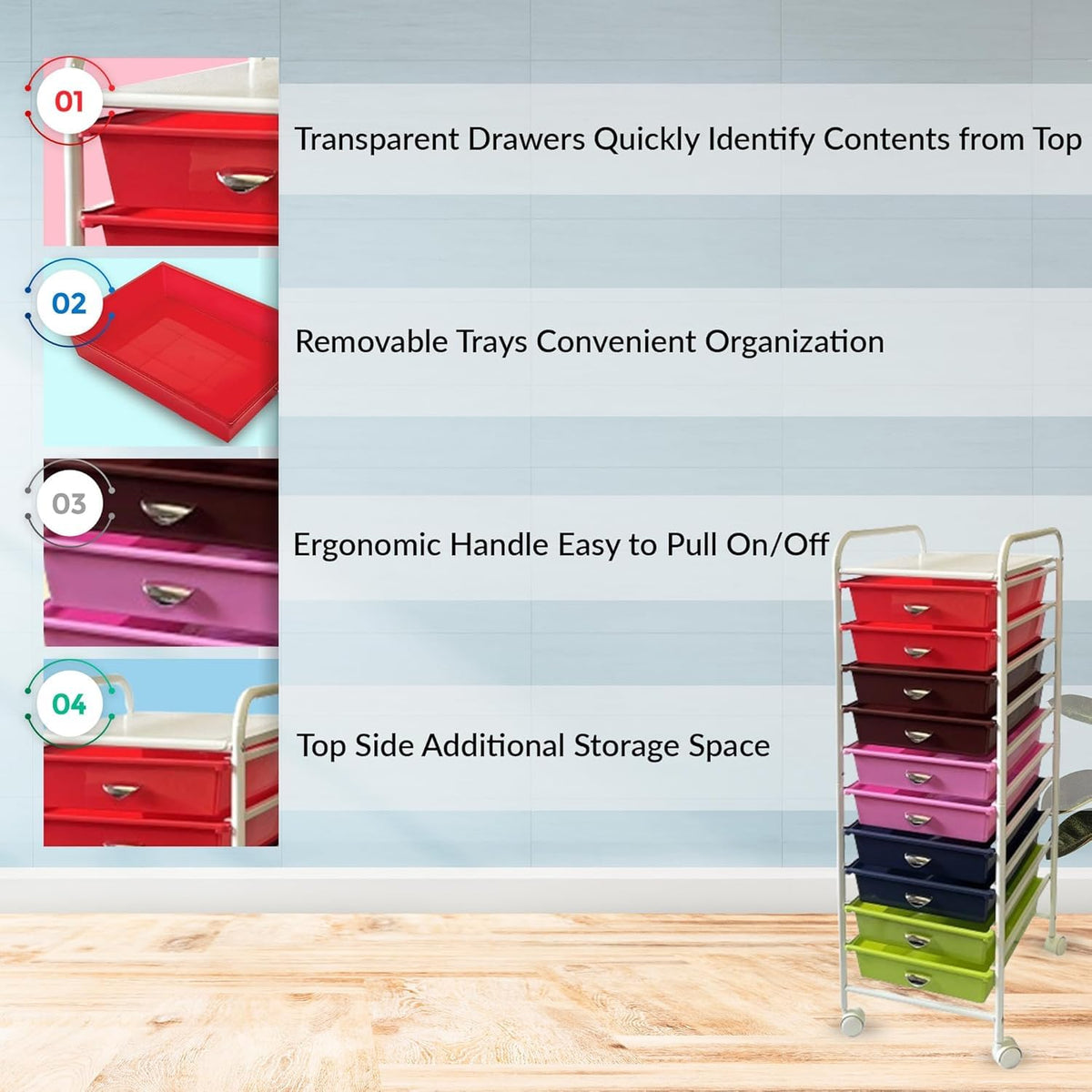10 Drawer Rolling Storage Organizer V2945