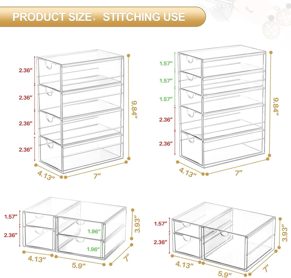 Acrylic 16-Drawer Storage & Makeup Organizer A8288