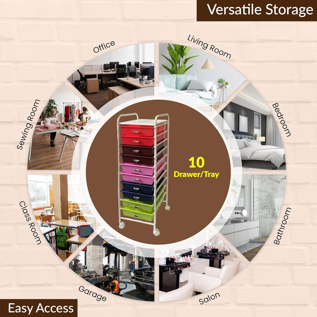 10 Drawer Rolling Storage Organizer V2945