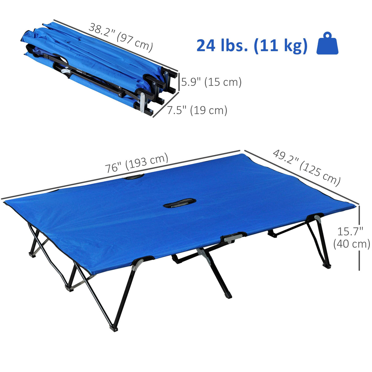 2 Person Folding Camping Cot with Carry Bag K269092