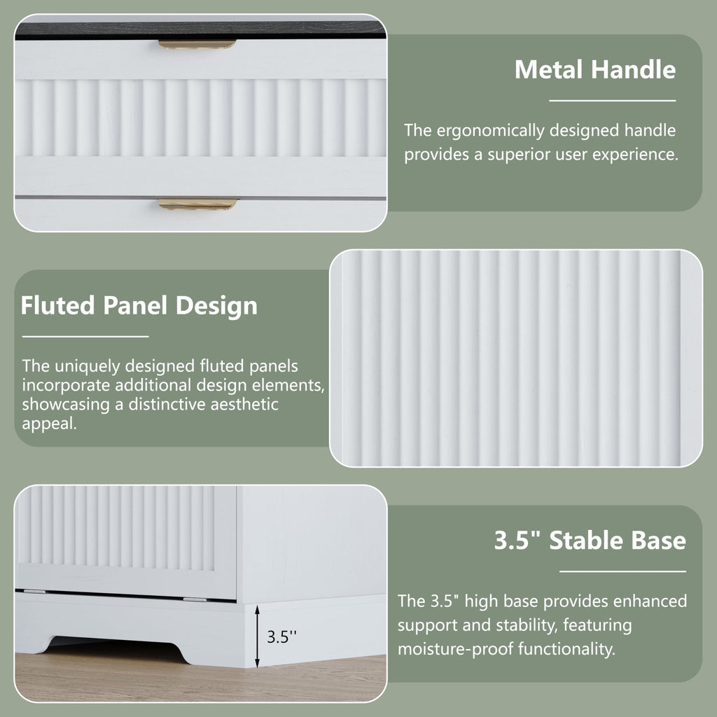 White Double Tilt Out Trash Can Cabinet I6409