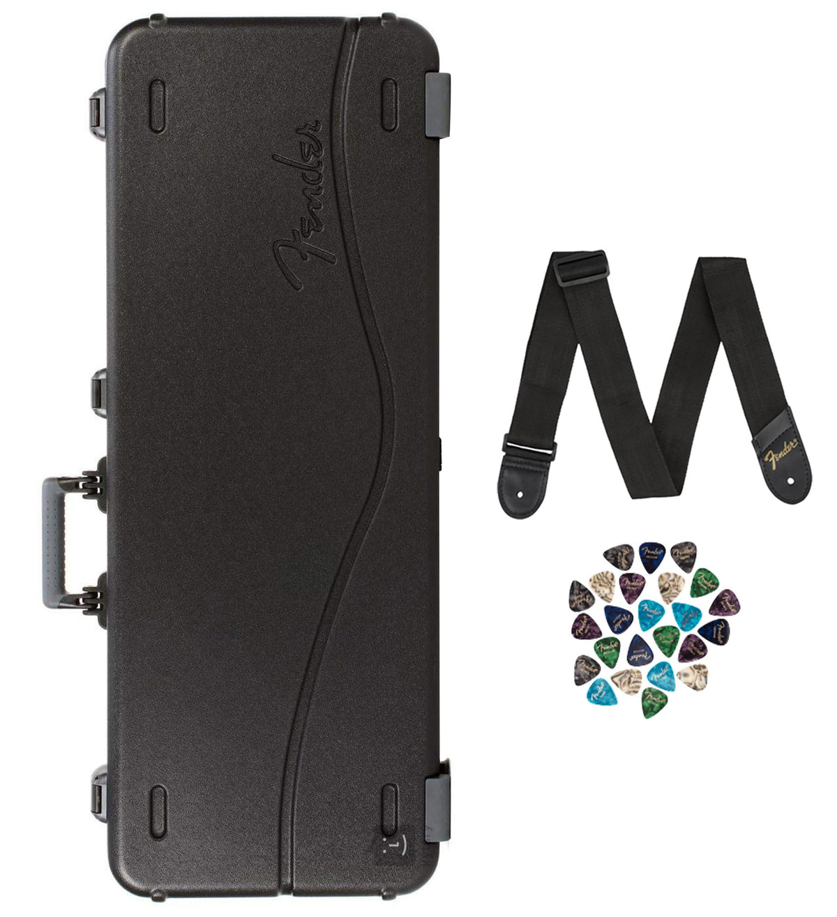 Black Molded Guitar Case with Guitar Strap and 24-Pack Picks U695681