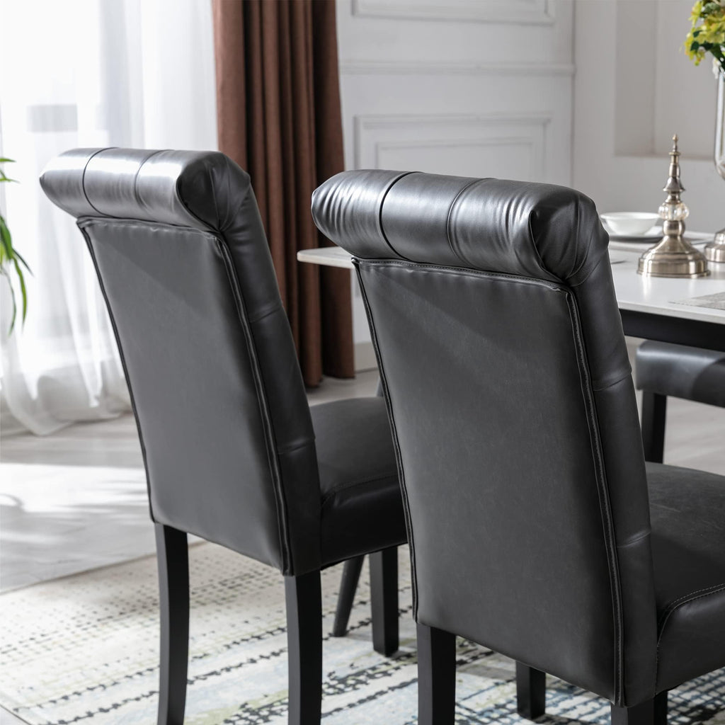 Black Set of 4 PU Leather Tufted Dining Chairs T891841