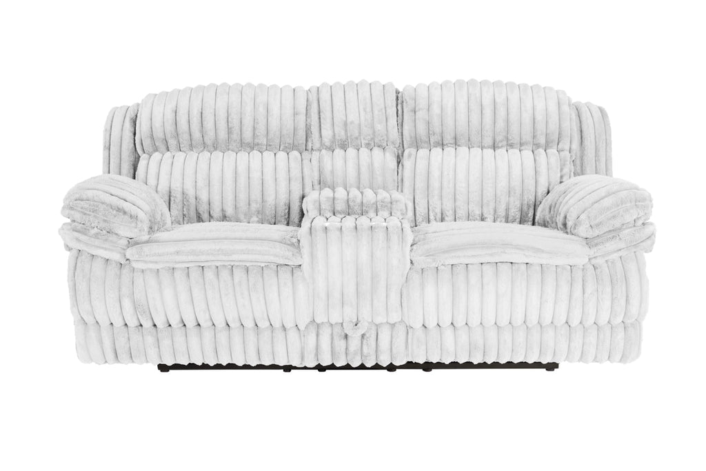 Light Gray Corduroy Loveseat Recliner with Console Drawer I867042