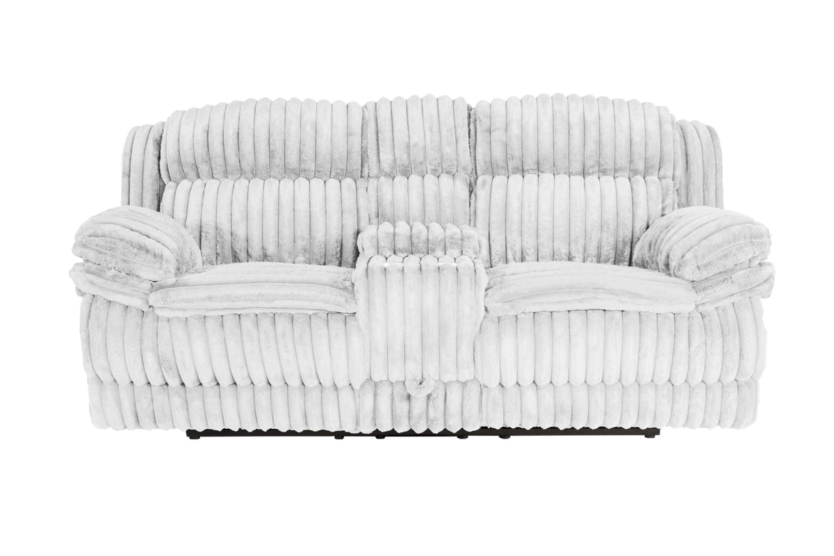 Light Gray Corduroy Loveseat Recliner with Console Drawer I867042
