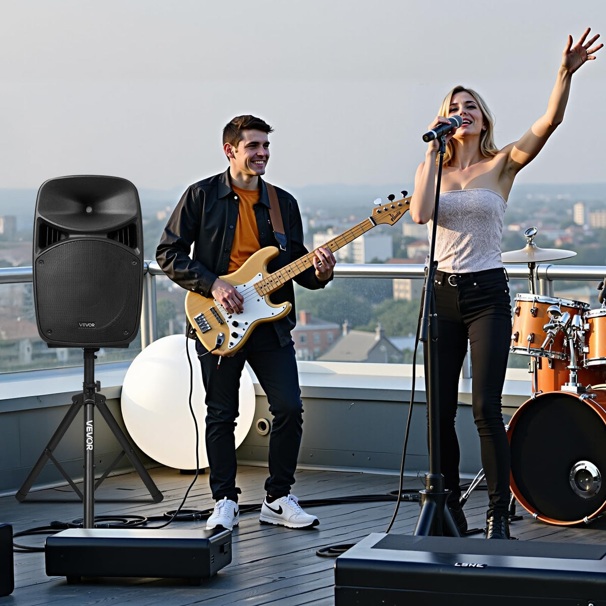 Portable PA System with Dual Speakers and Microphone Q228097