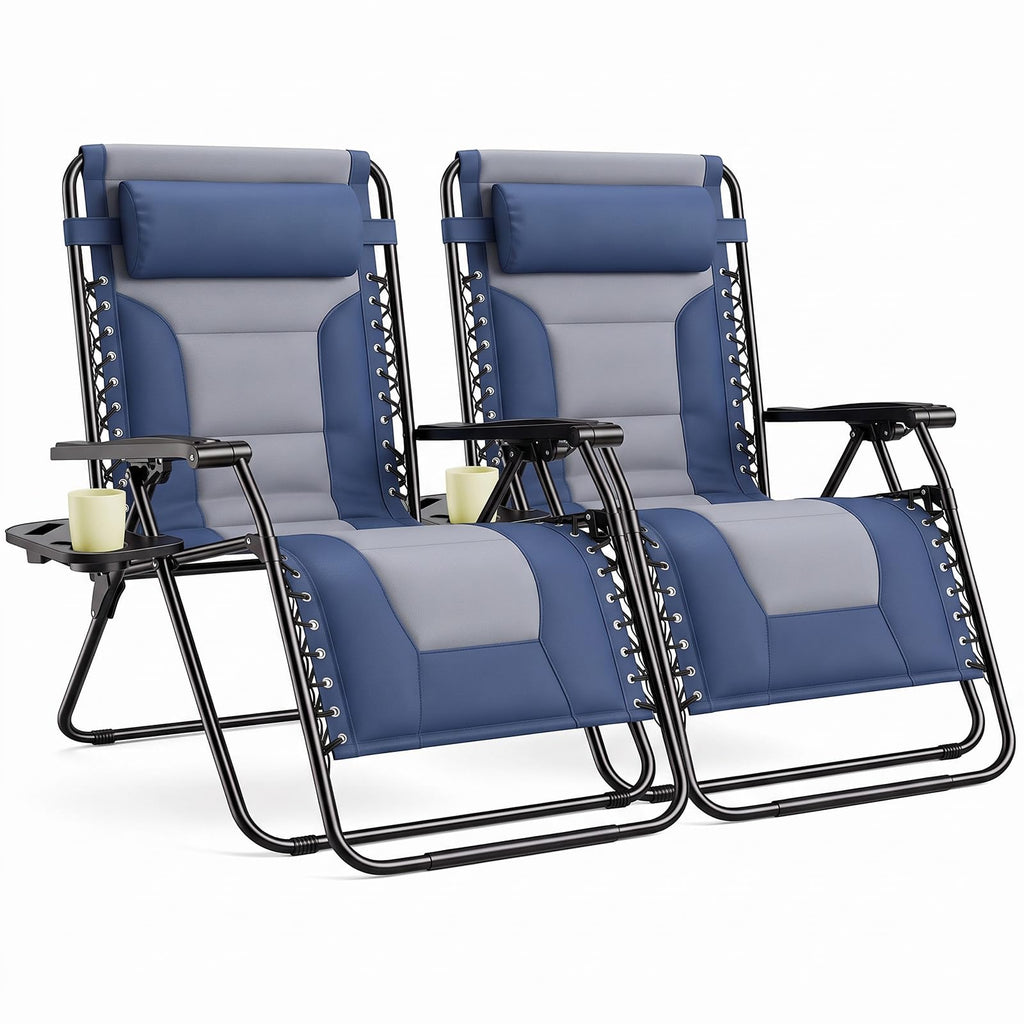 Oversized Padded Zero Gravity Lounge Chairs Set of 2 F637814