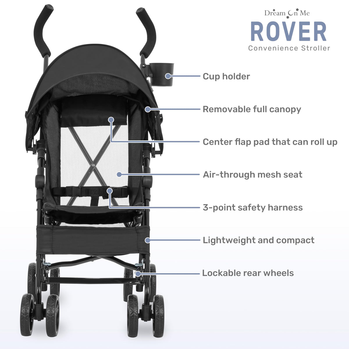 Lightweight Compact Umbrella Stroller with Cup Holder - Black E340573