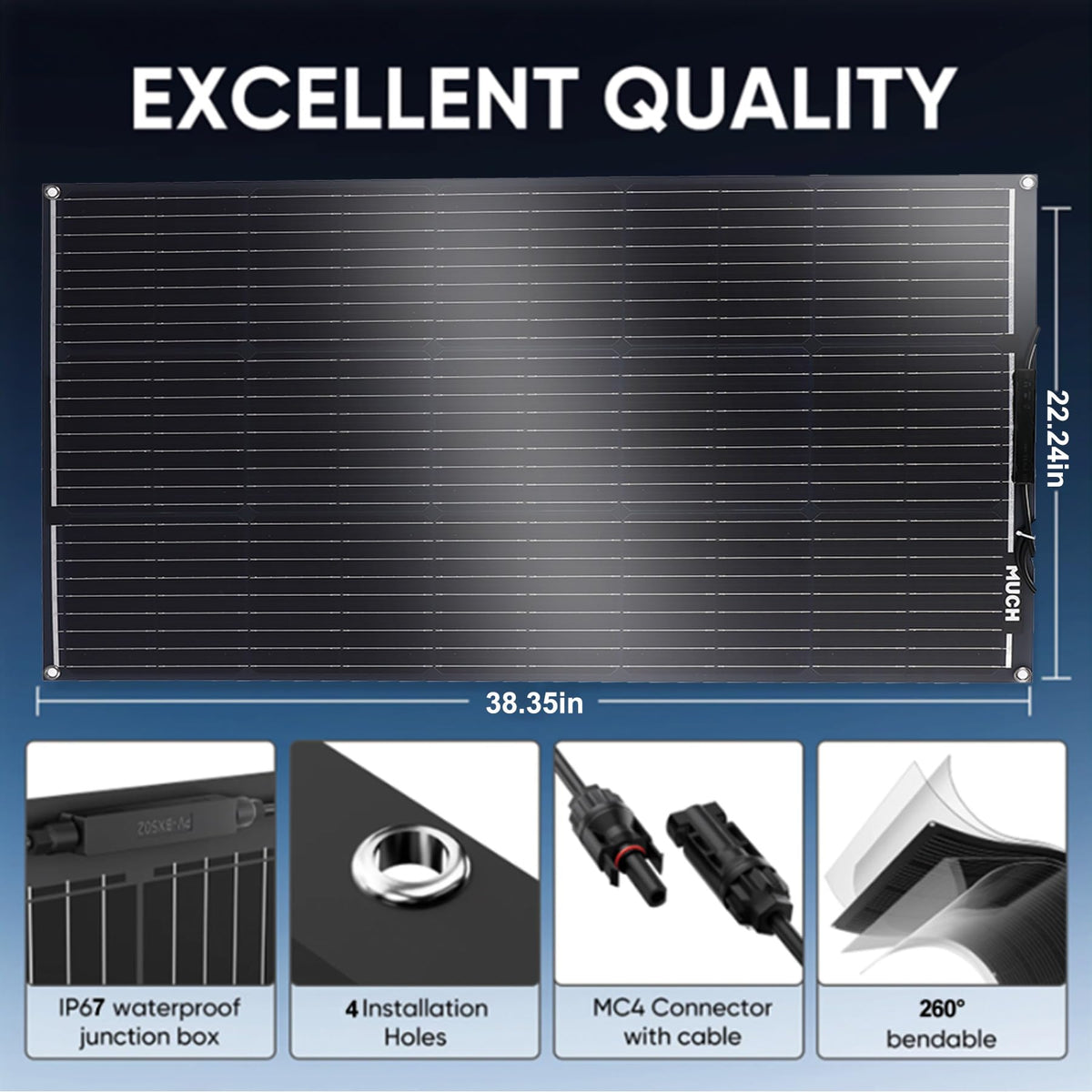 200W Flexible Solar Panel Kit 12V Mono 30A PWM Controller F326