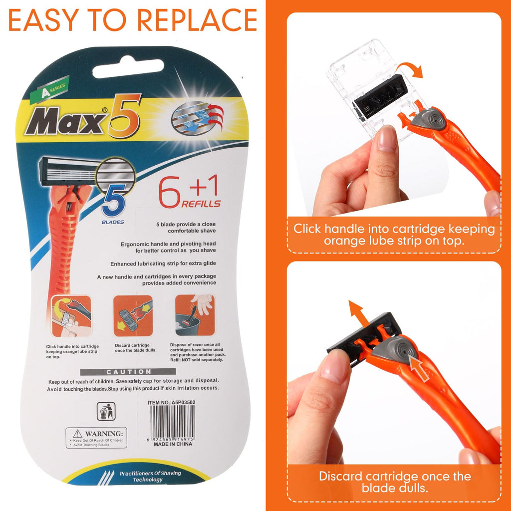28 Pcs Mens Razors Set 5 Blade Refillable Shaving Kit Q824878