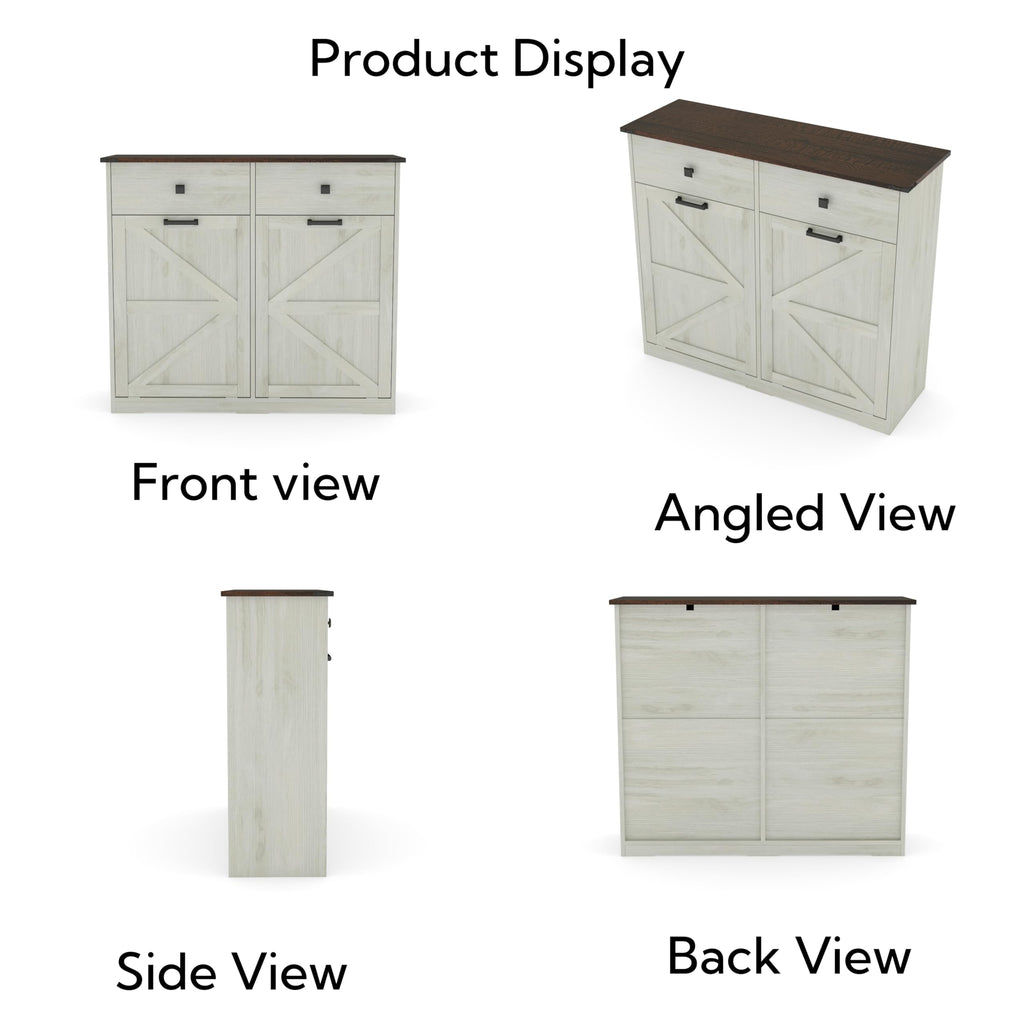 Antique White Double Tilt Out Trash Cabinet with 2 Drawers M851165