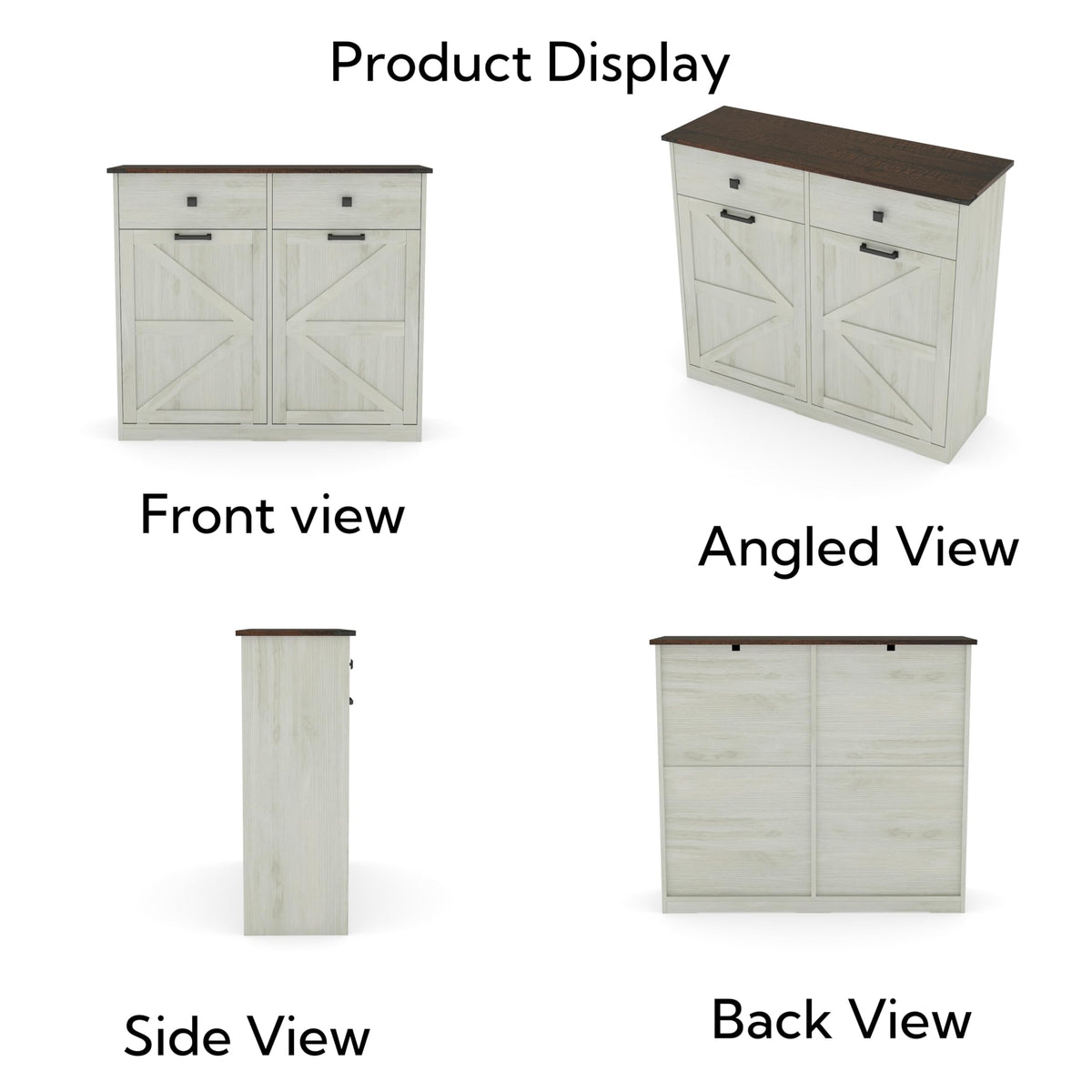Antique White Double Tilt Out Trash Cabinet with 2 Drawers M851165