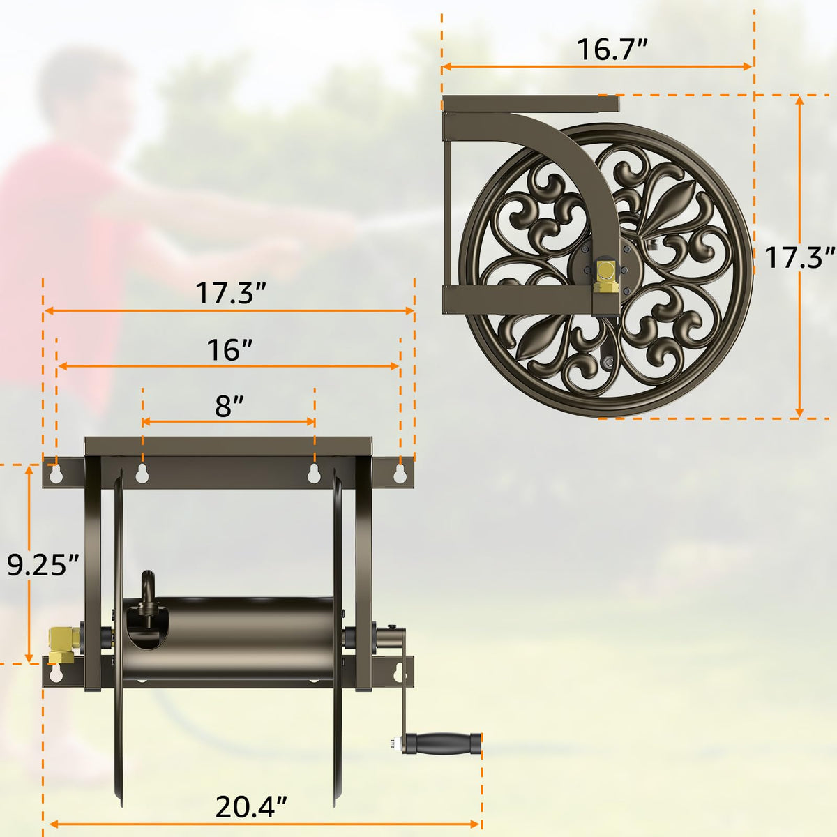 Wall Mount Garden Hose Reel, Holds 200-Feet of 5/8-Inch Hose P685166