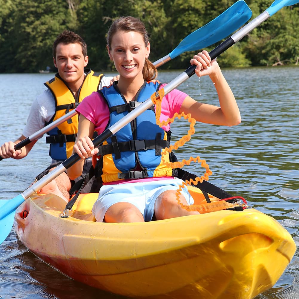 2-Pack Kayak Paddle Leash, 5-7 FT Stretchable Coiled Lanyard with Carabiner U7293