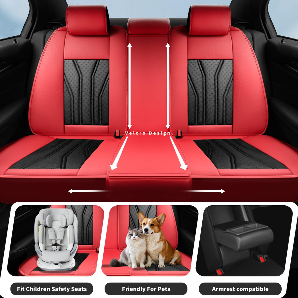 Red & Black Car Seat Covers Q244