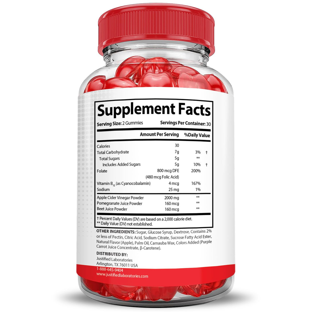 2000MG Beet Juice Pomegranate B12 Vegan Gummies P53067