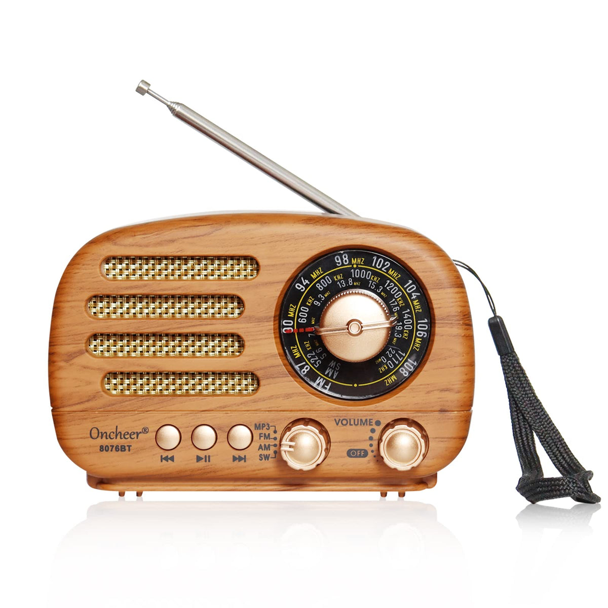 Portable Vintage Retro Bluetooth Speaker Radio with FM/AM/SW Bands Z8861