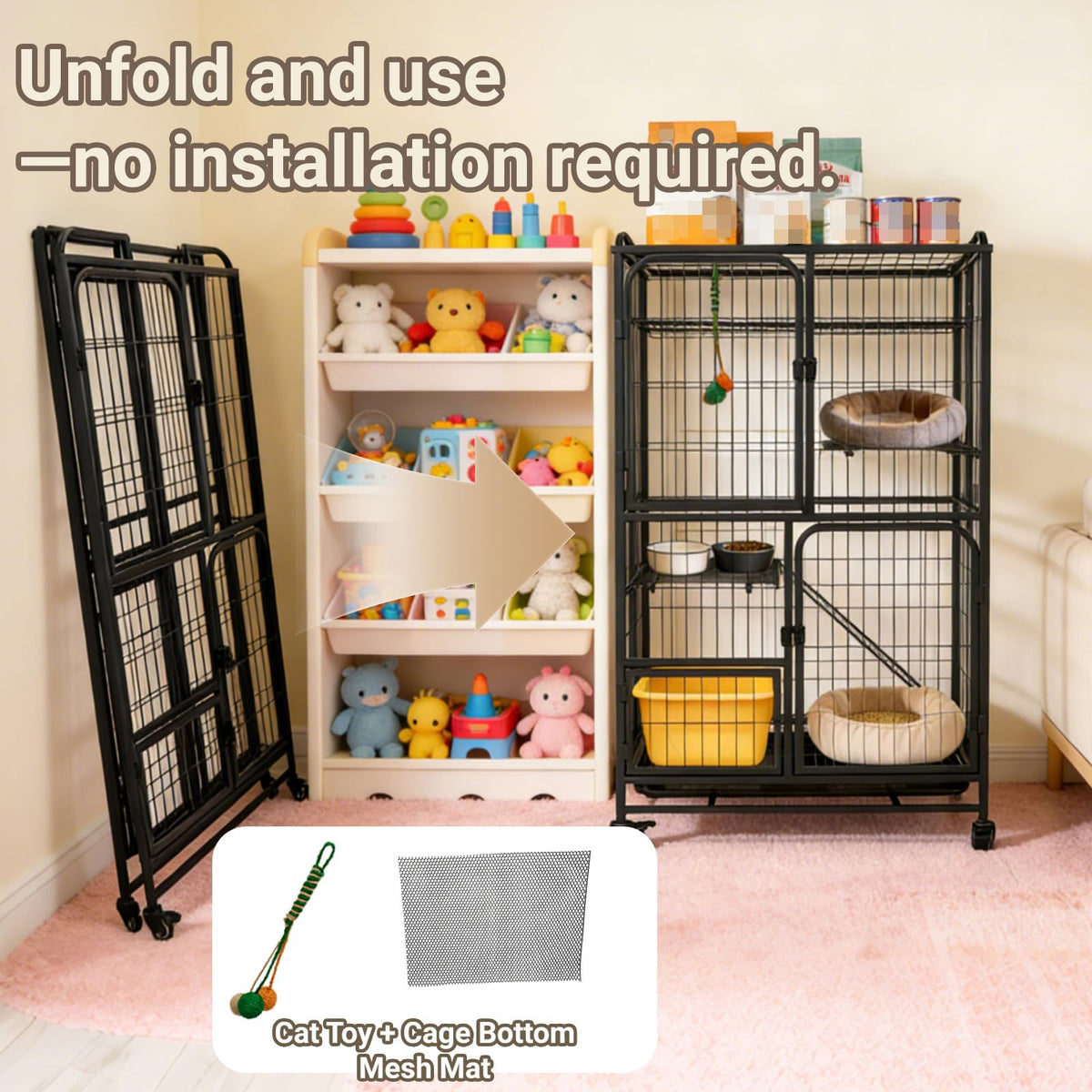 Collapsible Metal Wire Cat Cage R134