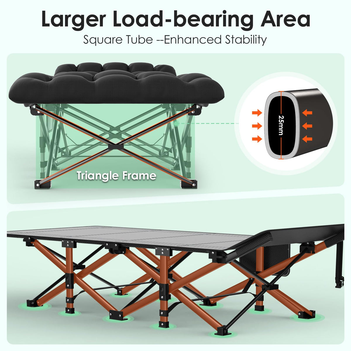 Folding Camp Cot with Cushion R831