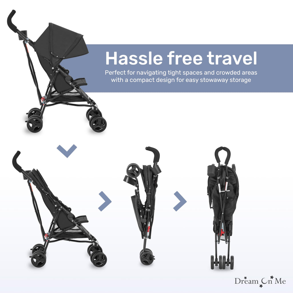 Lightweight Compact Umbrella Stroller with Cup Holder - Black E340573