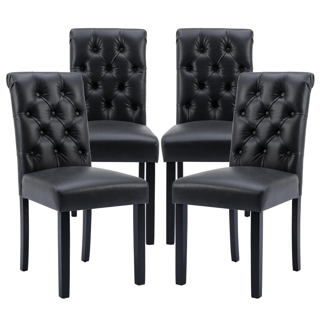 Black Set of 4 PU Leather Tufted Dining Chairs T891841