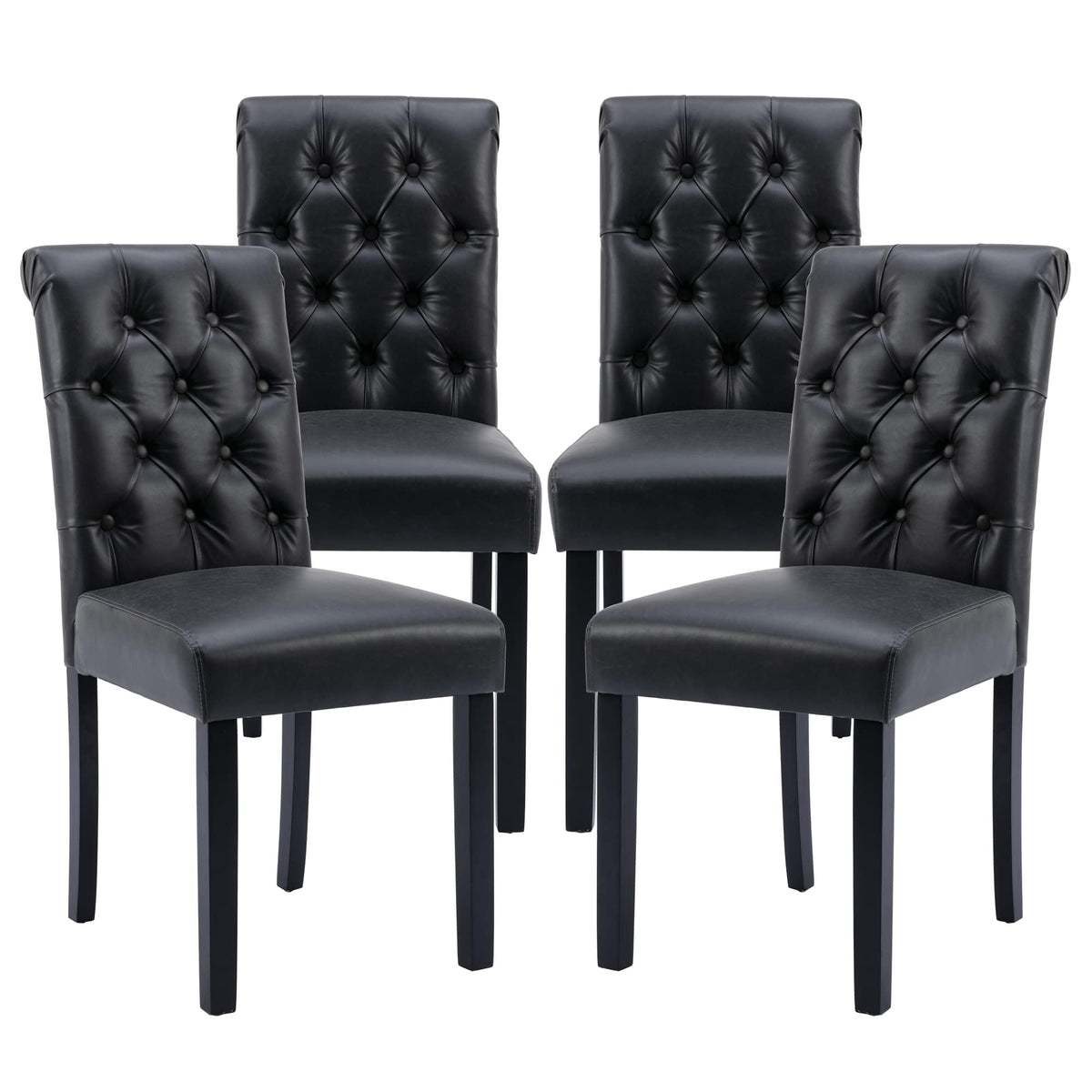 Black Set of 4 PU Leather Tufted Dining Chairs T891841