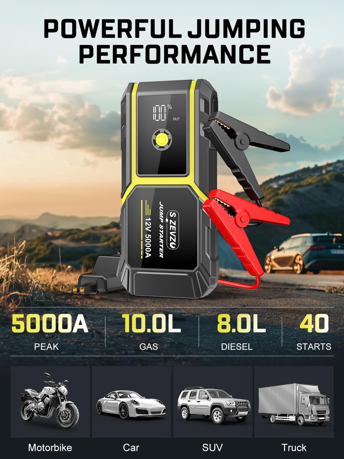 Peak 5000A 12V Portable Jump Starter with LCD Display D6348