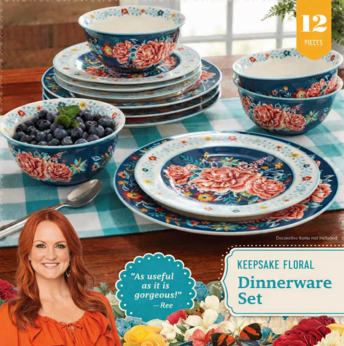 12-Piece Floral Stoneware Dinnerware Set K1748