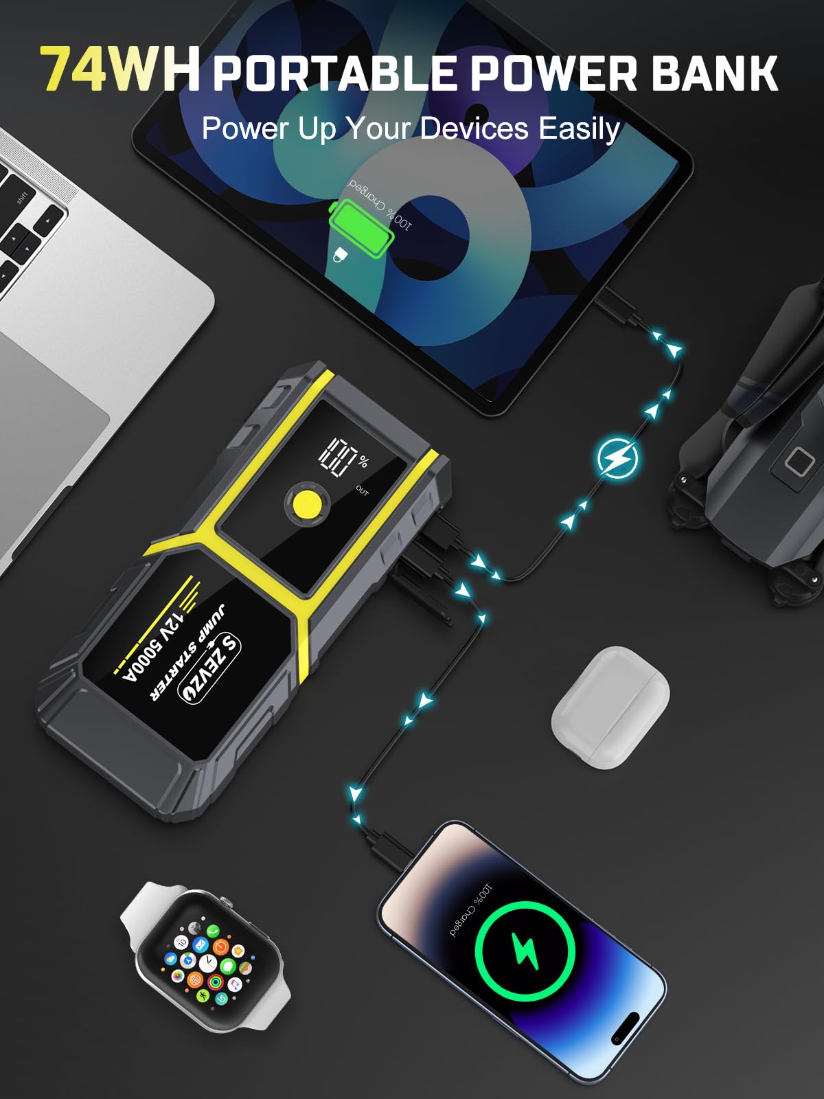 Peak 5000A 12V Portable Jump Starter with LCD Display D6348