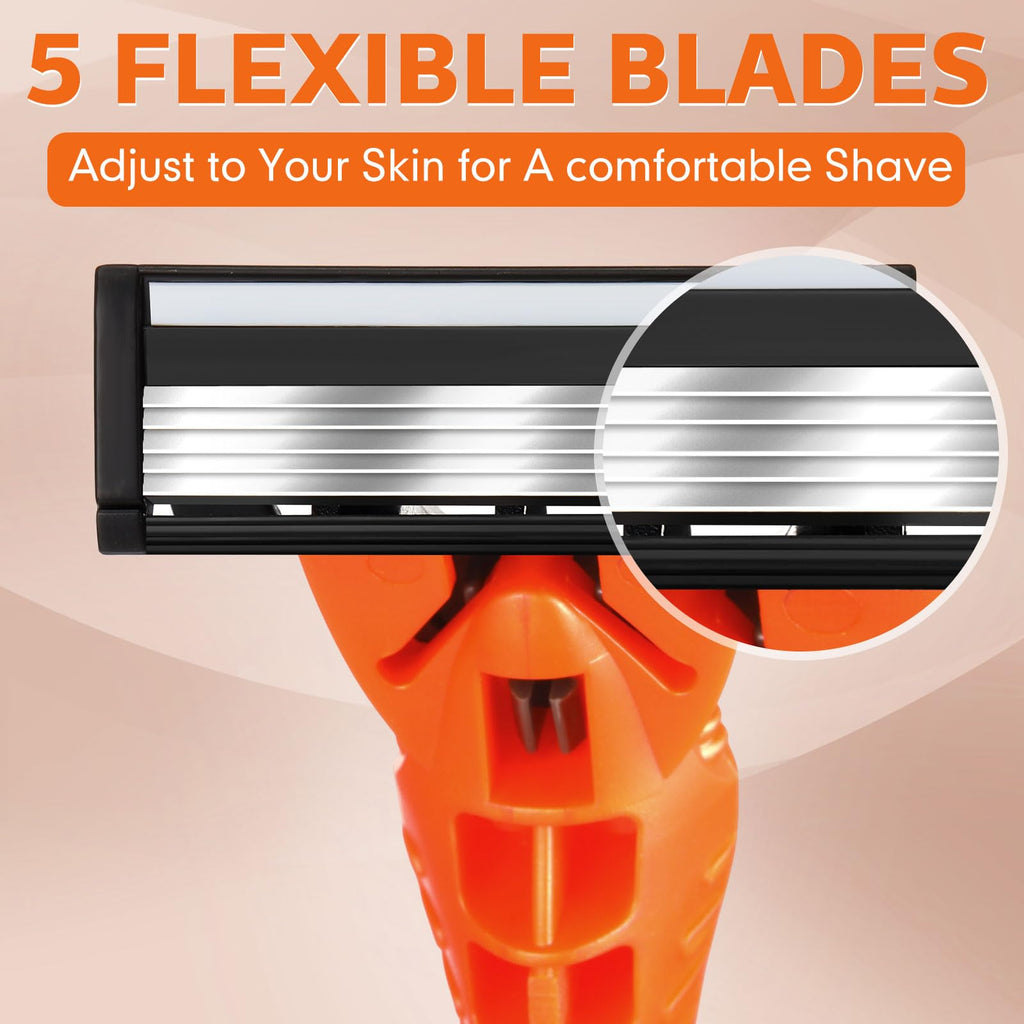 28 Pcs Mens Razors Set 5 Blade Refillable Shaving Kit Q824878