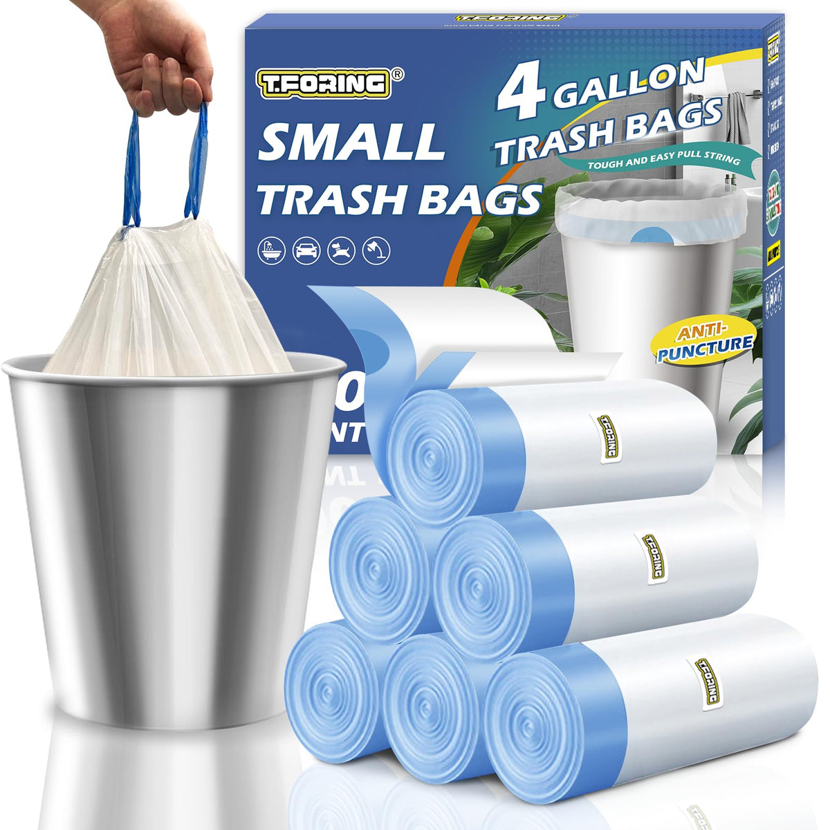 4 Gallon Drawstring Unscented Trash Bags 120 Count T8416